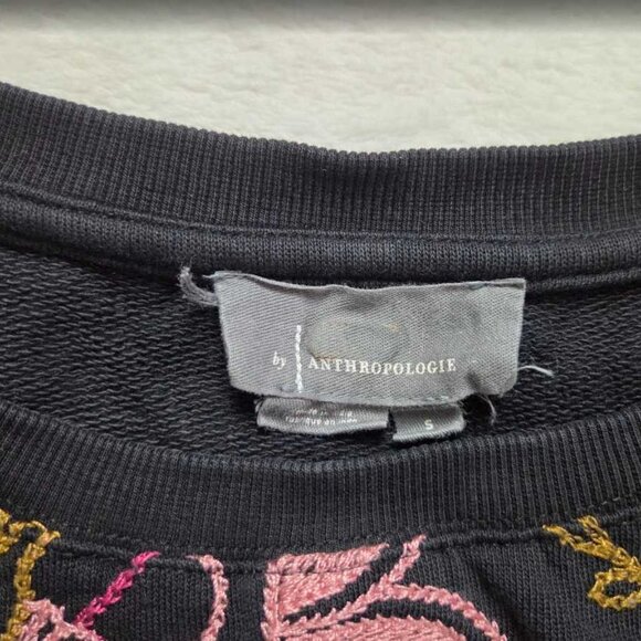 S By Anthropologie embroidered floral sweatshirt sweater in black - Picture 5 of 11